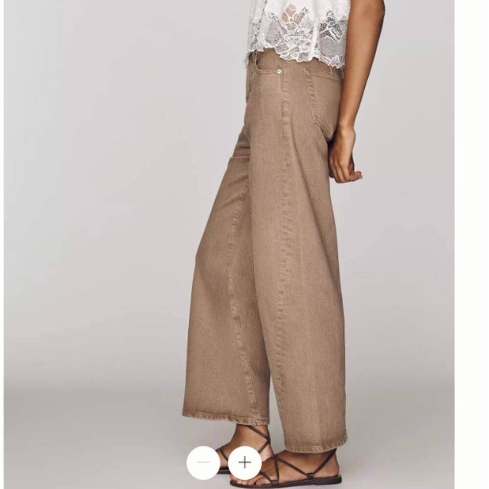 Pistola Kyra High Rise Cropped Barrel Leg Jeans Sz 31 Tannin Brown Bowed - Picture 8 of 12